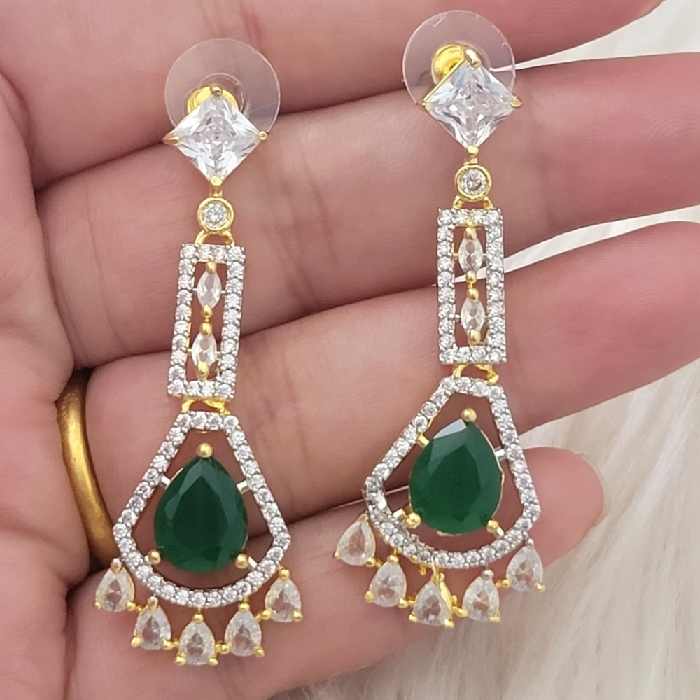 Bollywood Indian Pakistani goldplated american diamond cz earrings set